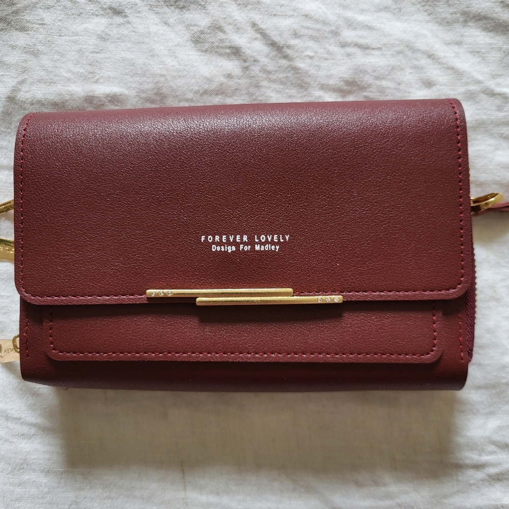 Madley Women's Crossbody Bag Burgundy Gold Forever Lovely Design For Madley
